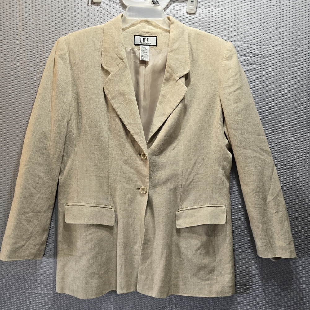 Chic Beige Linen and Rayon Blend Blazer Bice by Sag Harbor